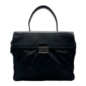 Prada Tessuto Black Handbag push lock single top handle